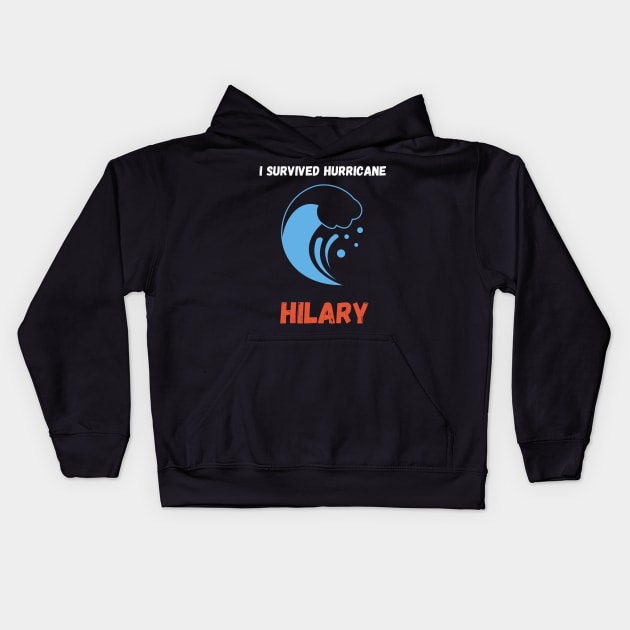 I Survived Hurricane Hilary 2023 Kids Hoodie by Syntax Wear